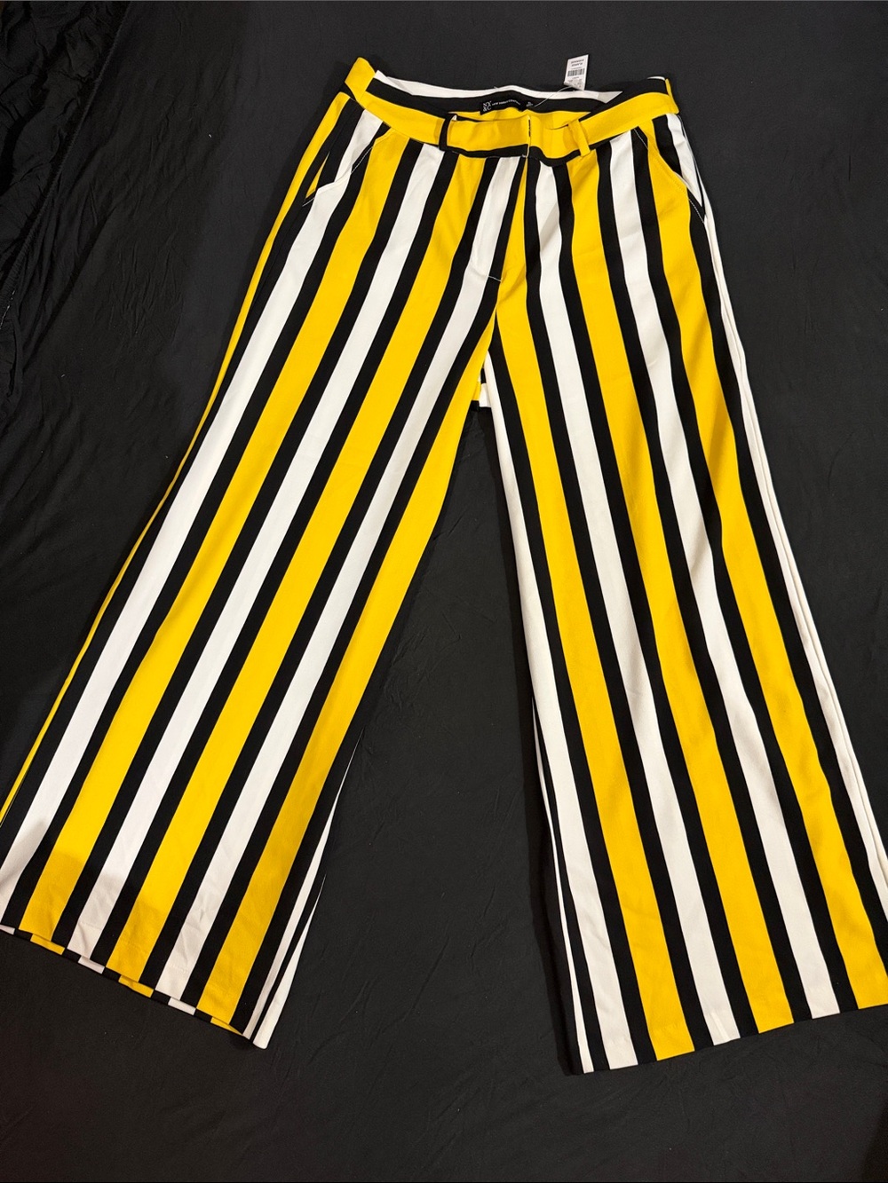 New with tags Yellow, Black & White Vertical Stripe Wide Leg Pants